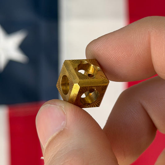 MachineWise LD6 Lanyard Bead – Brass Six-Sided Die, Machined – Made in USA