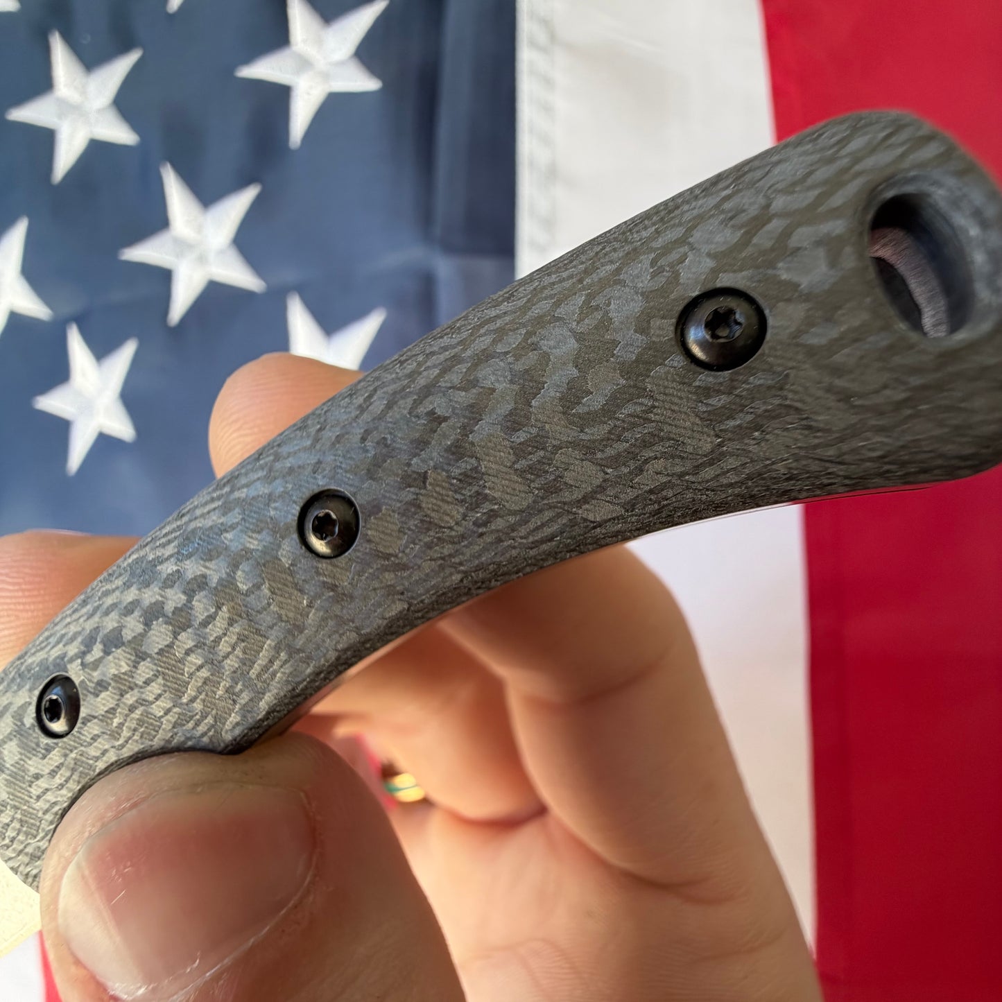 TRM Tagalong Fixed Blade Knife – MagnaCut, Carbon Fiber Scales, Leather Sheath – Made in USA