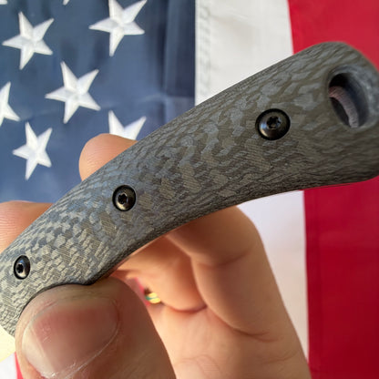 TRM Tagalong Fixed Blade Knife – MagnaCut, Carbon Fiber Scales, Leather Sheath – Made in USA