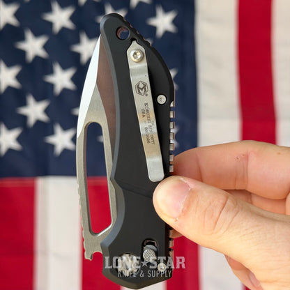 Heretic Koschei - 3.5" MagnaCut Stonewash, Black Chassis, Crossbar Lock - Made in USA (H061-2A)