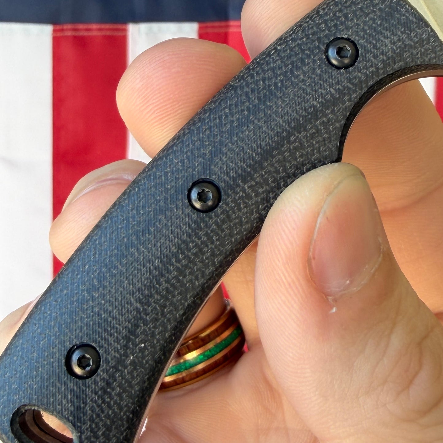 TRM TAGALONG Fixed Blade Knife – 2.44” MagnaCut Blade, Stonewashed Finish, Black Sand Micarta Scales, Leather Sheath – Made in USA