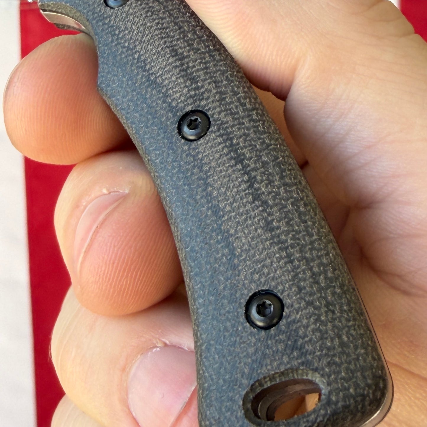 TRM TAGALONG Fixed Blade Knife – 2.44” MagnaCut Blade, Stonewashed Finish, Black Sand Micarta Scales, Leather Sheath – Made in USA