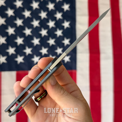 McNees DX Little Dixon 3.25" - MagnaMax, Blue and Bronze Atomic Titanium, Frame Lock - Made in USA (2671)