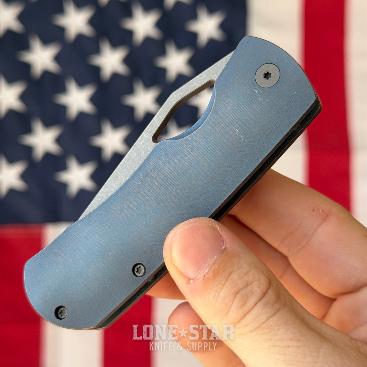 McNees DX Little Dixon 3.25" - MagnaMax, Blue and Bronze Atomic Titanium, Frame Lock - Made in USA (2671)