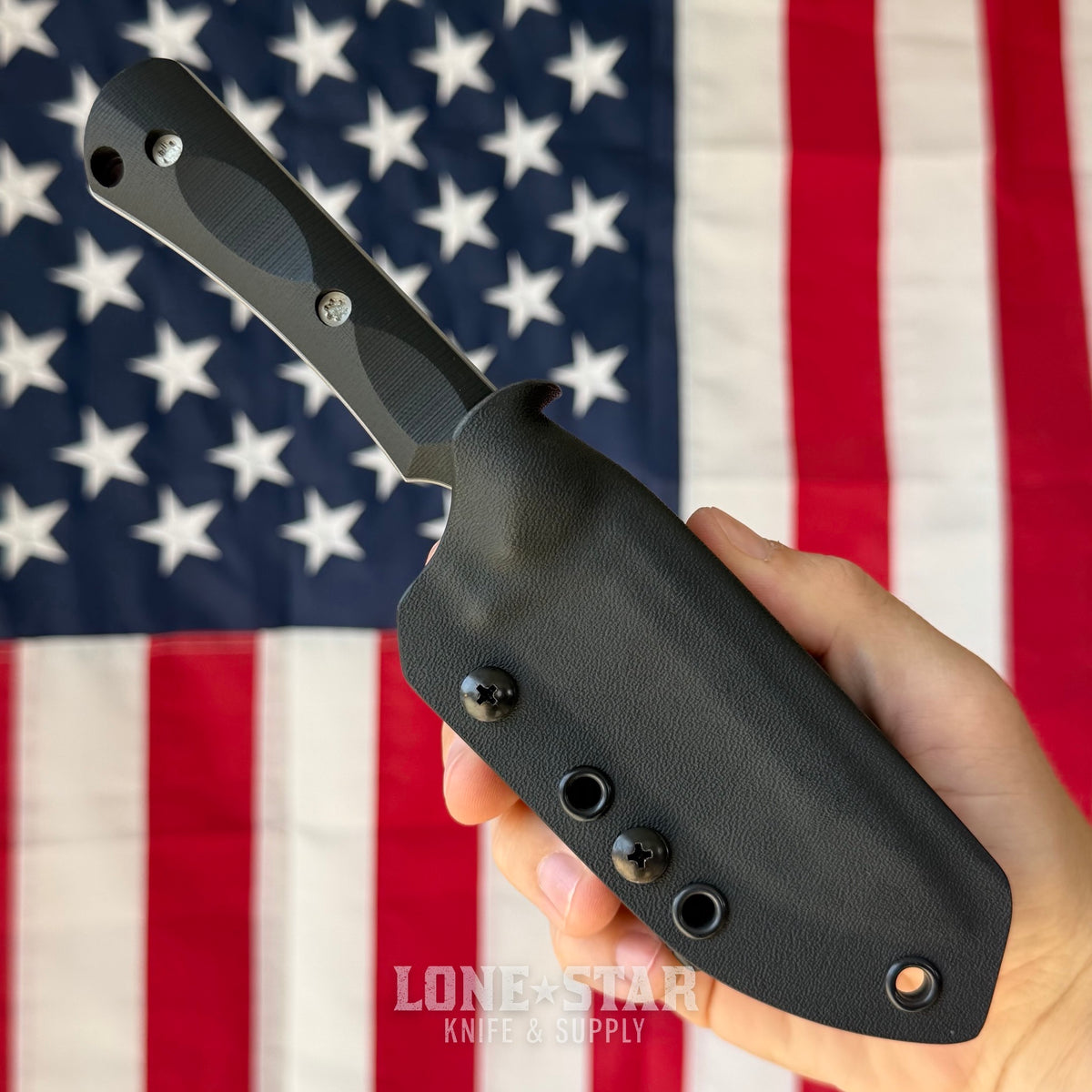McNees Ridge Runner Fixed Blade - 3.7" MagnaCut Atomic Stonewash, Black G10, Kydex with Tek-Lok - Made in USA (2446)