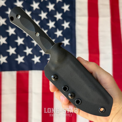 McNees Ridge Runner Fixed Blade - 3.7" MagnaCut Atomic Stonewash, Black G10, Kydex with Tek-Lok - Made in USA (2446)