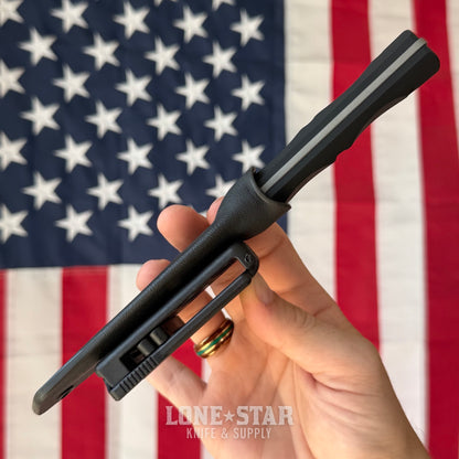 McNees Ridge Runner Fixed Blade - 3.7" MagnaCut Atomic Stonewash, Black G10, Kydex with Tek-Lok - Made in USA (2446)