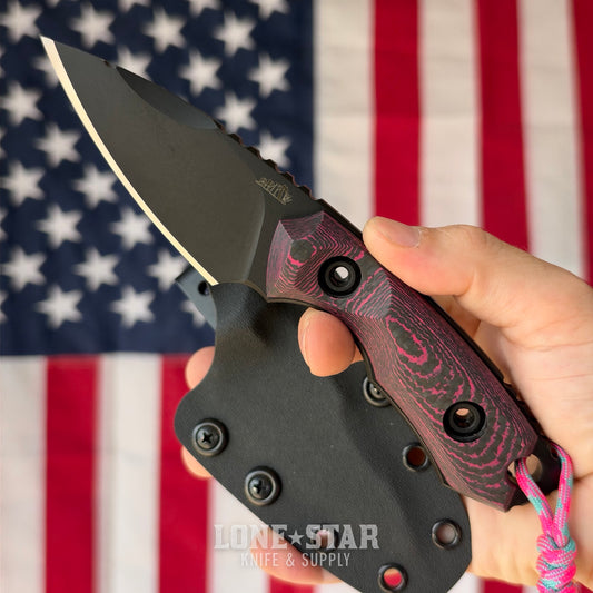 The Back Door: Old Dominion Knifeworks Chupacabra Fixie - Pink CamoCarbon, 3.5" Nitro-V, 0.25" Stock, Kydex Sheath - Made in USA (Trade In)