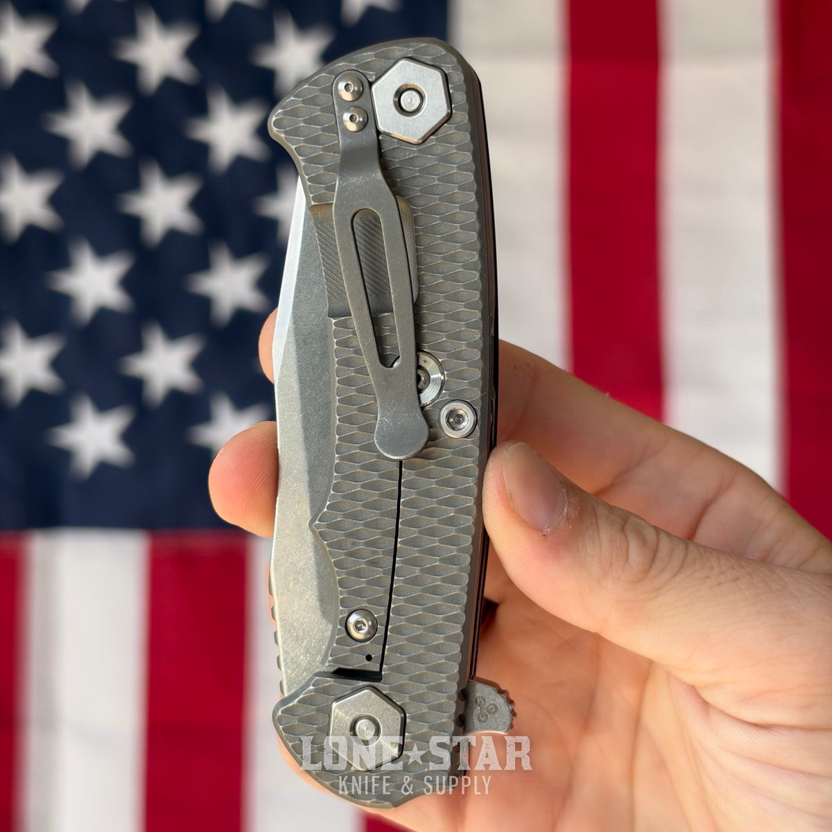 The Back Door: Hinderer Project X - Black G10, 3.66" S45VN Stonewash Clip Point, Working Finish Titanium Frame Lock - Made in USA (Trade In)