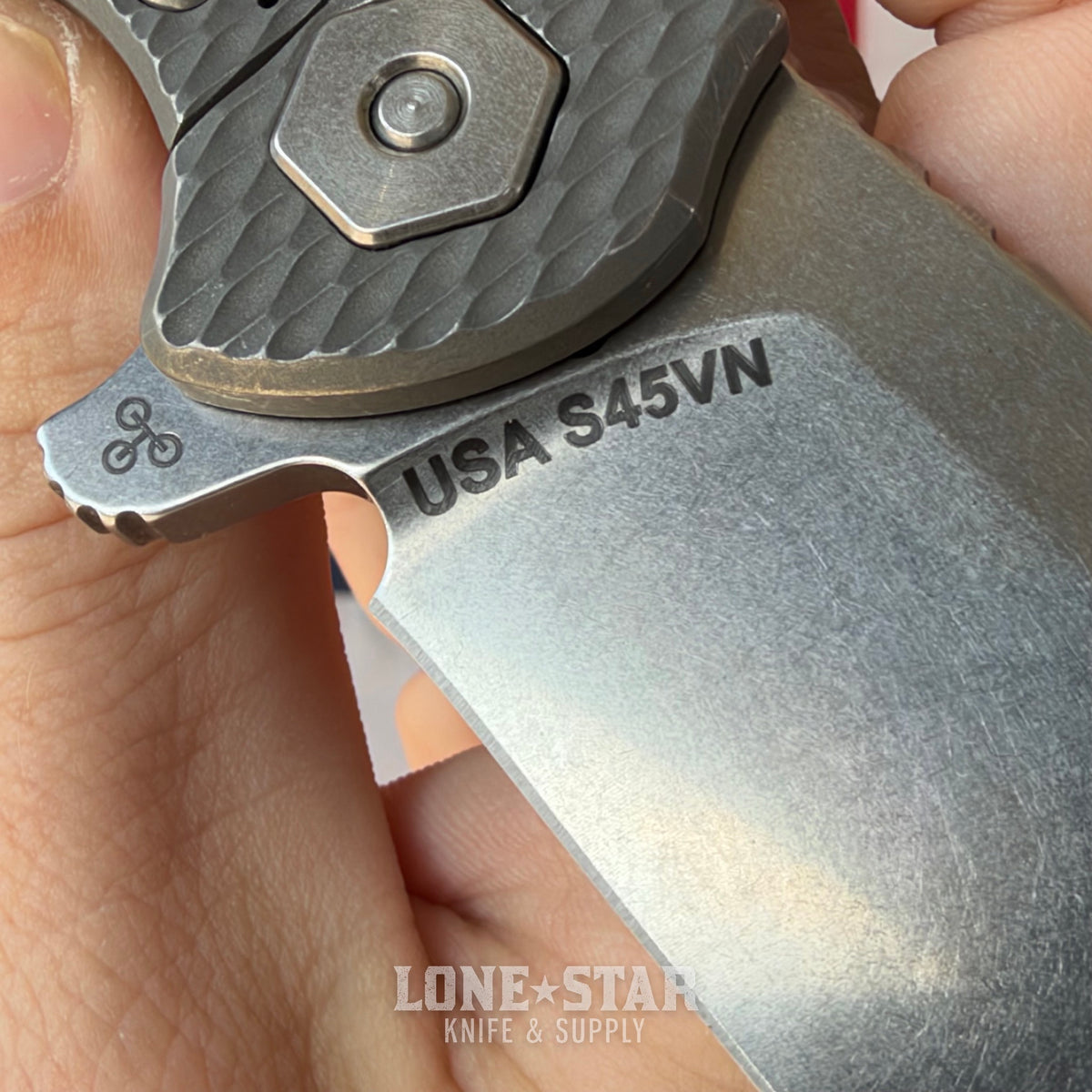 The Back Door: Hinderer Project X - Black G10, 3.66" S45VN Stonewash Clip Point, Working Finish Titanium Frame Lock - Made in USA (Trade In)