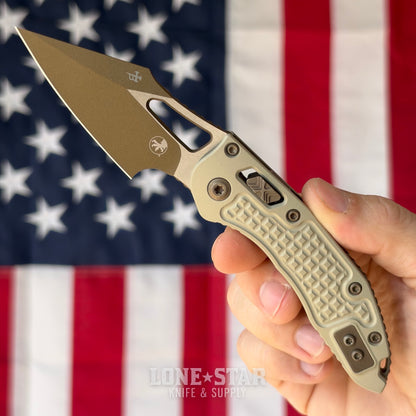 The Back Door: Microtech M-Stitch Ram-Lok - 3" Champagne, Manual Folder - Made in USA (Used)