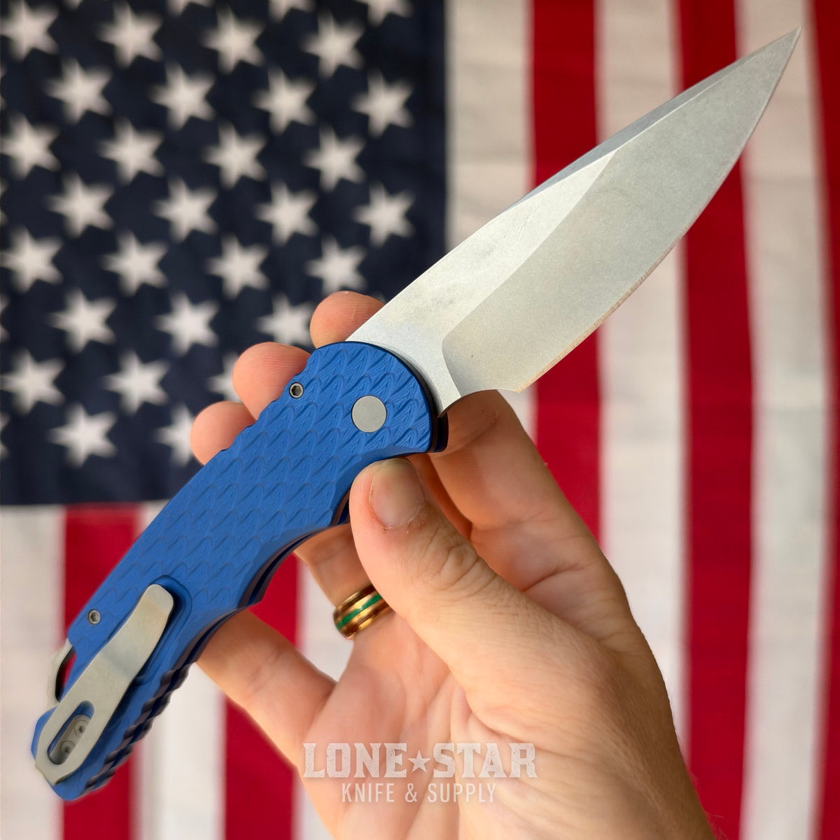 The Back Door: Pro-Tech Tactical Response 4 (TR-4) Auto - 4" Stonewash MagnaMax, Blue Feather Texture Aluminum - Made in USA (Return)