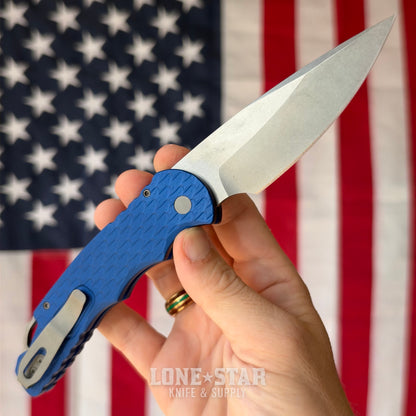The Back Door: Pro-Tech Tactical Response 4 (TR-4) Auto - 4" Stonewash MagnaMax, Blue Feather Texture Aluminum - Made in USA (Return)