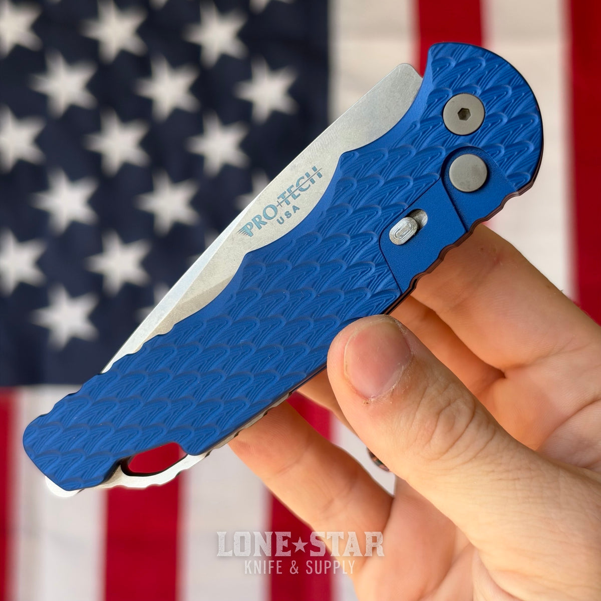 The Back Door: Pro-Tech Tactical Response 4 (TR-4) Auto - 4" Stonewash MagnaMax, Blue Feather Texture Aluminum - Made in USA (Return)