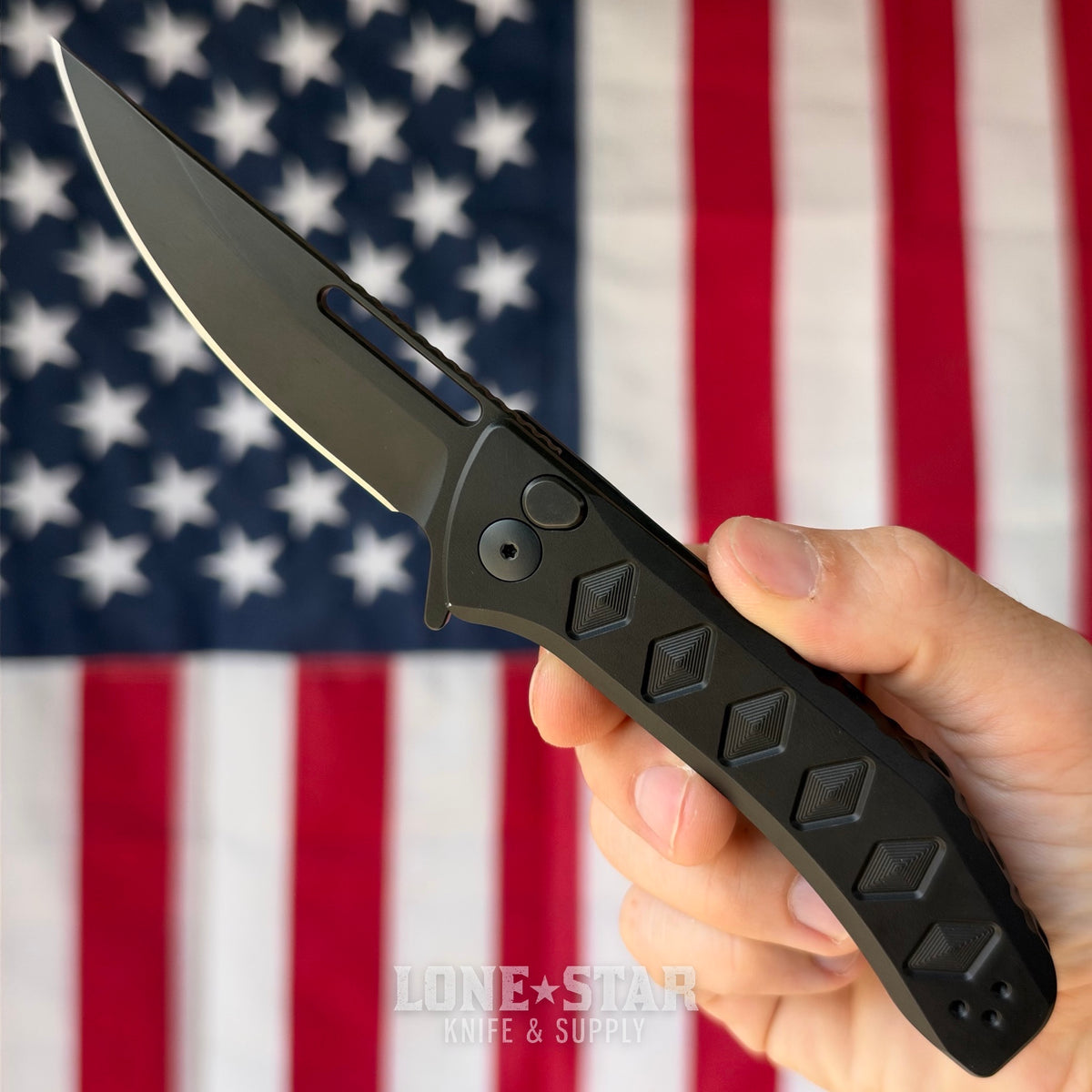 The Back Door: Half Face Blades Kwaiken Folder - 3.2" S45VN, Integral Black Anodized Aluminum - Made in USA (Blem)