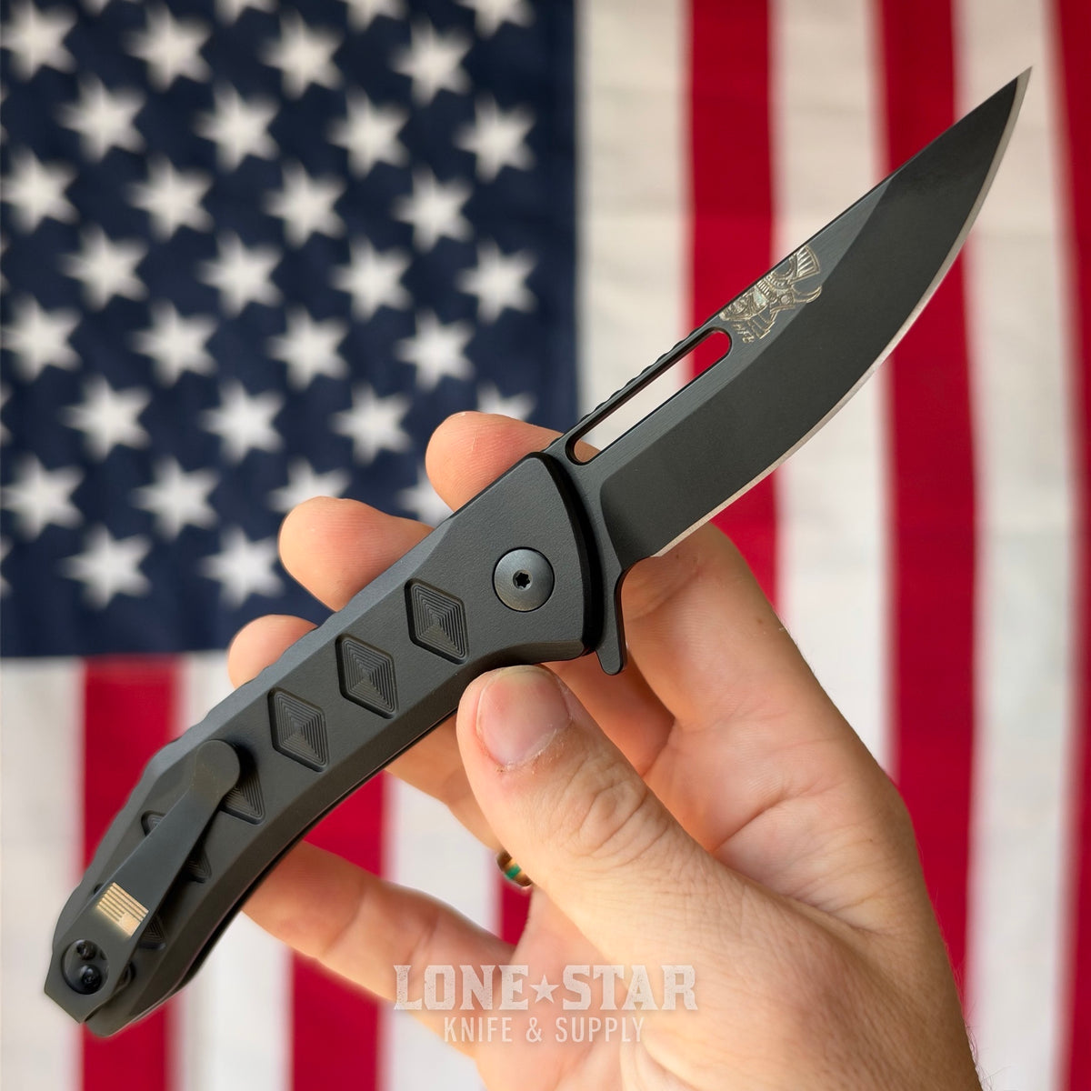 The Back Door: Half Face Blades Kwaiken Folder - 3.2" S45VN, Integral Black Anodized Aluminum - Made in USA (Blem)