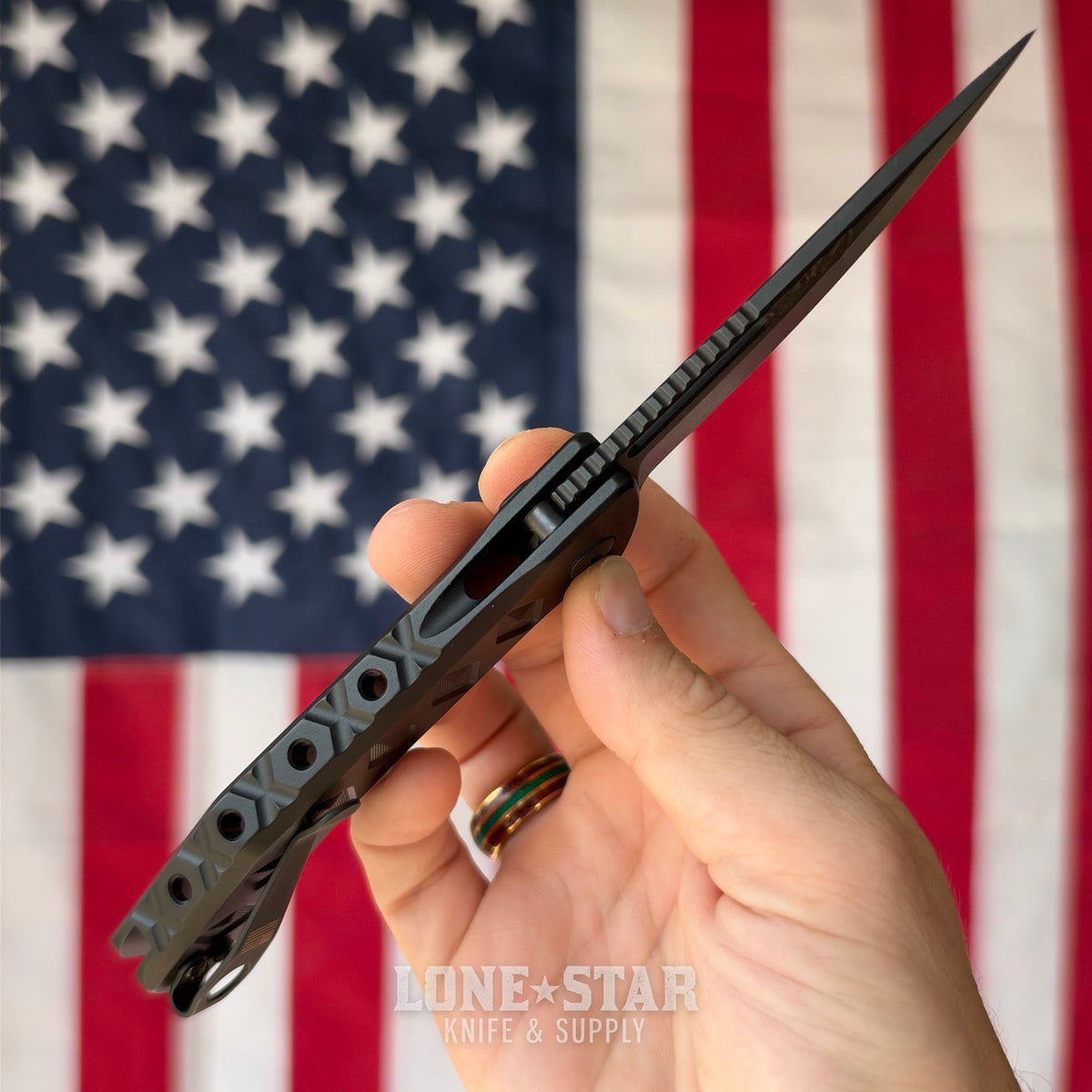 The Back Door: Half Face Blades Kwaiken Folder - 3.2" S45VN, Integral Black Anodized Aluminum - Made in USA (Blem)