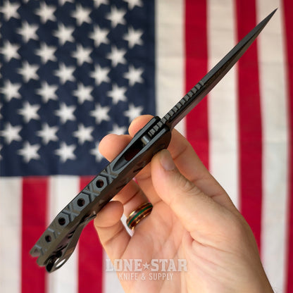 The Back Door: Half Face Blades Kwaiken Folder - 3.2" S45VN, Integral Black Anodized Aluminum - Made in USA (Blem)