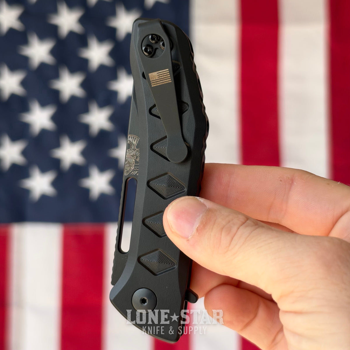 The Back Door: Half Face Blades Kwaiken Folder - 3.2" S45VN, Integral Black Anodized Aluminum - Made in USA (Blem)