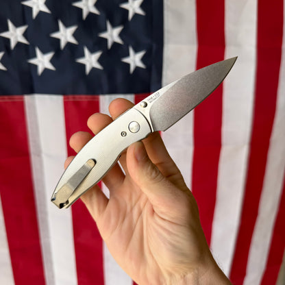 TRM NEUTRON 2 Knife – 3.0” MagnaCut Blade, 3D Contoured Titanium Pinstripe Scales, Liner Lock – Made in USA