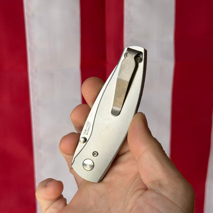 TRM NEUTRON 2 Knife – 3.0” MagnaCut Blade, 3D Contoured Titanium Pinstripe Scales, Liner Lock – Made in USA