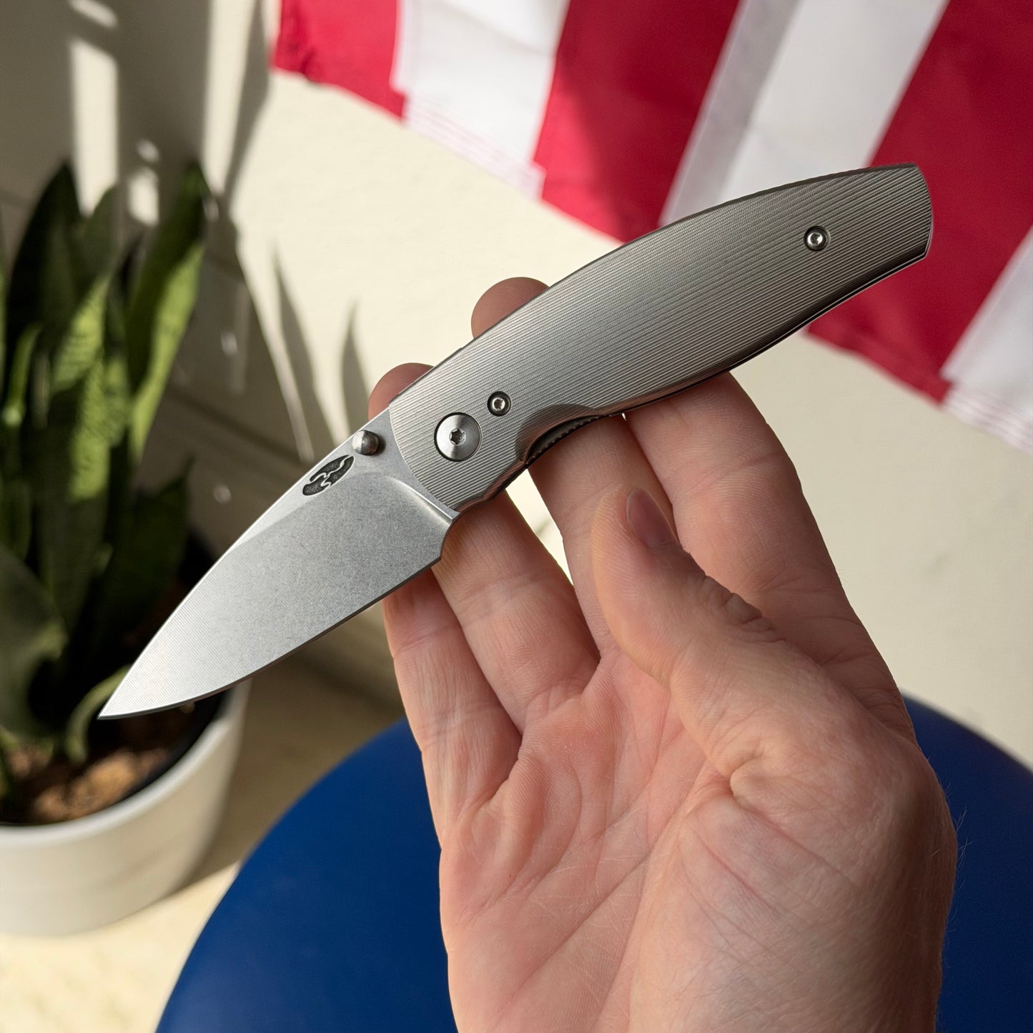 TRM NEUTRON 2 Knife – 3.0” MagnaCut Blade, 3D Contoured Titanium Pinstripe Scales, Liner Lock – Made in USA