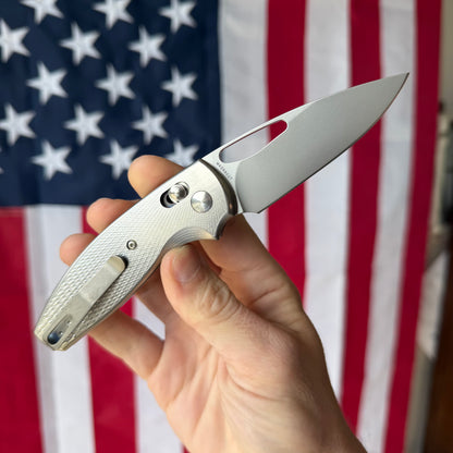 TRM BULLDOG Rev. B Knife – MagnaCut Blade, 3D Contoured Titanium Lizard Skin Scales, River-Lok – Made in USA