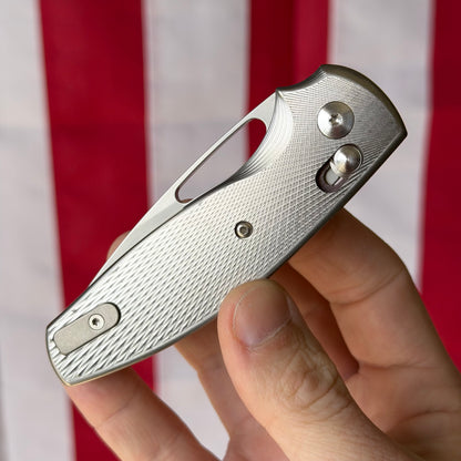 TRM BULLDOG Rev. B Knife – MagnaCut Blade, 3D Contoured Titanium Lizard Skin Scales, River-Lok – Made in USA