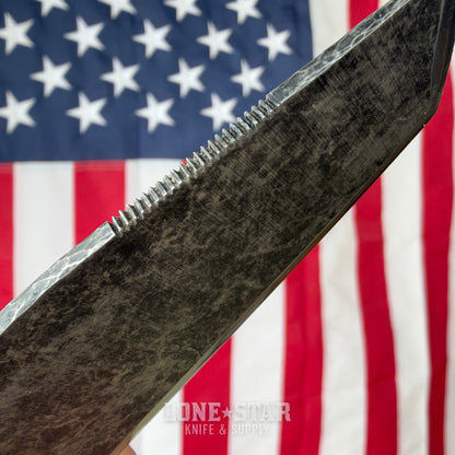 Farmer Made EDC Big Boss 001 Fixed Blade - 4" 1095 Tanto, Blue Epoxy and Blue/Black G10 - Made in USA (FM-BIGBOSS-001)