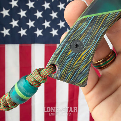 Farmer Made EDC Big Boss 002 Fixed Blade - 4" 1095 Wharncliffe, Green Epoxy and Multicolor G10 - Made in USA (FM-BIGBOSS-002)