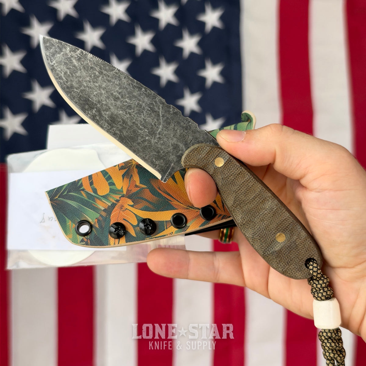 Farmer Made EDC John 001 Fixed Blade - 4" 1095 Drop Point, Green Micarta - Made in USA (FM-JOHN-001)