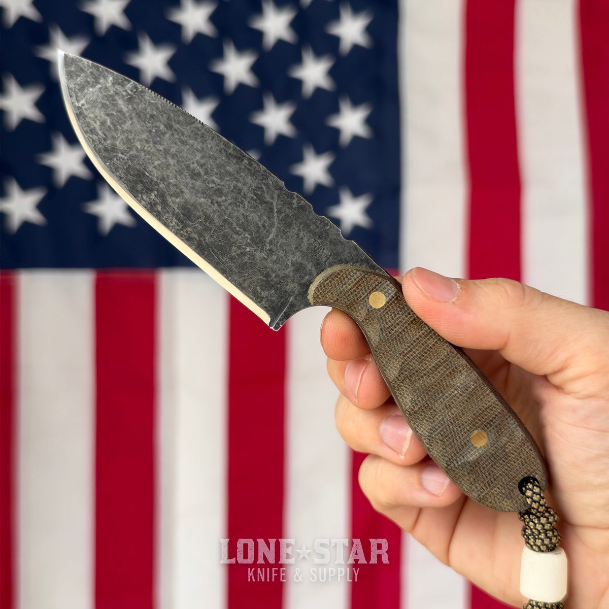 Farmer Made EDC John 001 Fixed Blade - 4" 1095 Drop Point, Green Micarta - Made in USA (FM-JOHN-001)