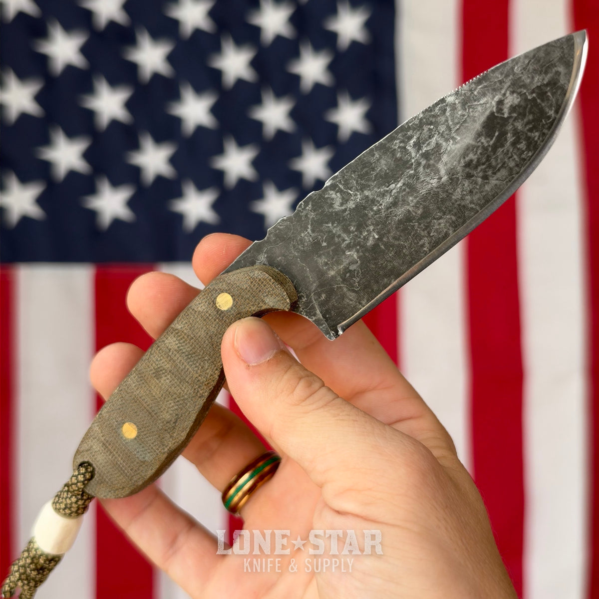 Farmer Made EDC John 001 Fixed Blade - 4" 1095 Drop Point, Green Micarta - Made in USA (FM-JOHN-001)