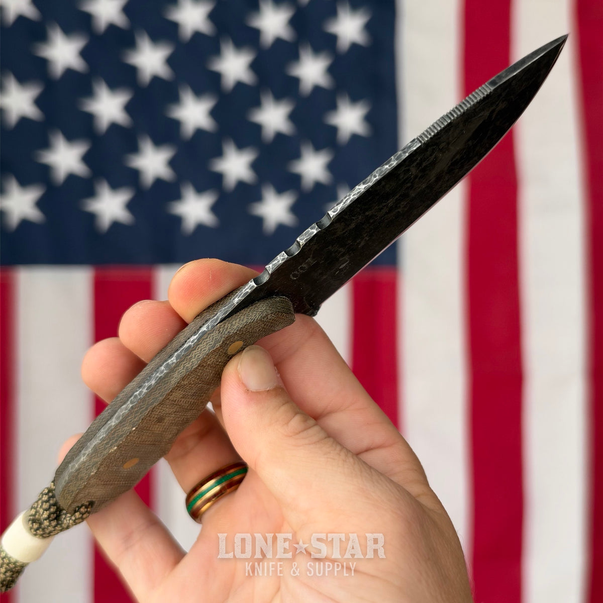 Farmer Made EDC John 001 Fixed Blade - 4" 1095 Drop Point, Green Micarta - Made in USA (FM-JOHN-001)
