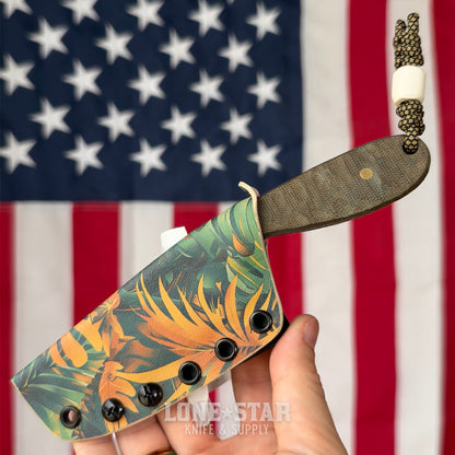 Farmer Made EDC John 001 Fixed Blade - 4" 1095 Drop Point, Green Micarta - Made in USA (FM-JOHN-001)