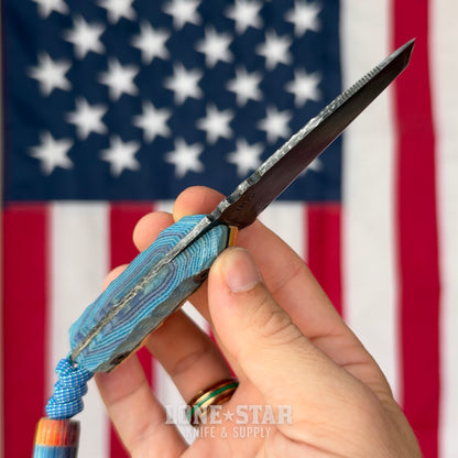 Farmer Made EDC Little Boss 002 Fixed Blade - 3" 1095 Tanto, Multicolor Micarta - Made in USA (FM-LITTLEBOSS-002)