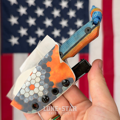 Farmer Made EDC Little Boss 002 Fixed Blade - 3" 1095 Tanto, Multicolor Micarta - Made in USA (FM-LITTLEBOSS-002)