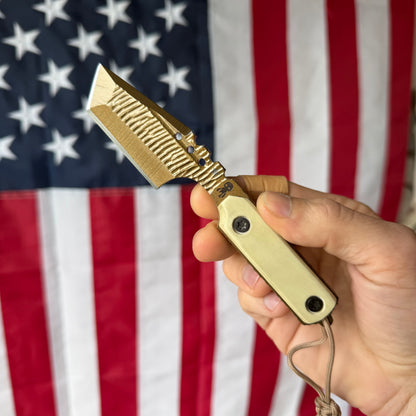 Severed Metal Works Zealot Fixed Blade – 2.5” Tanto Blade, 80CrV2 Steel, Micarta Scales – Made in USA