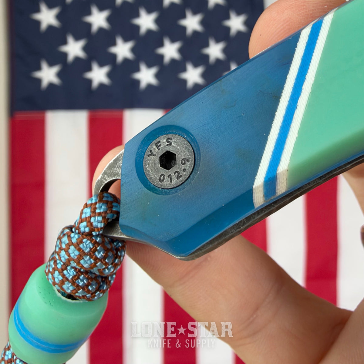 Farmer Made EDC Little Boss 003 Fixed Blade - 3" 1095 Harpoon, Natural G10 and Blue Epoxy - Made in USA (FM-LITTLEBOSS-003)