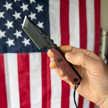 Severed Metal Works Zealot Fixed Blade – 2.5” Tanto Blade, 80CrV2 Steel, Micarta Scales – Made in USA