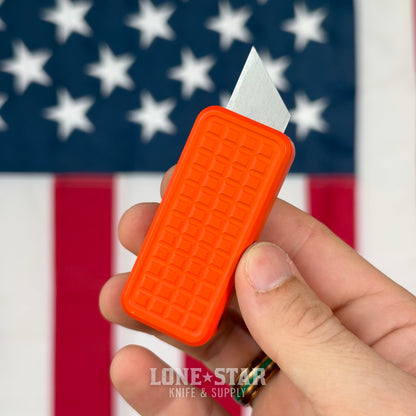 The Back Door: Rivery MFG Zero V2 Utility Knife, Grenade Pattern, Cerakote Hunter's Orange - Made in USA (Factory Second)