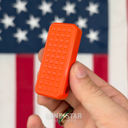 The Back Door: Rivery MFG Zero V2 Utility Knife, Grenade Pattern, Cerakote Hunter's Orange - Made in USA (Factory Second)