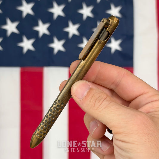 Hypercut MFG Nackt Pen, Machined Brass Bolt Action, Pilot G2 Refill - Made in USA (HC-NACKT-BRASS)