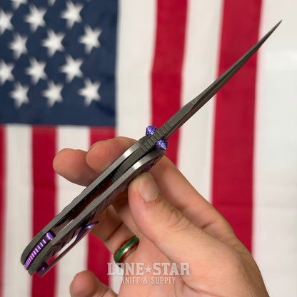 Hypercut MFG Bikkhu, CPM-S45VN Flipper, Teal Anodized Titanium, Purple Hardware, Serial 0222 - Made in USA (HC-BIKKHU-0222)