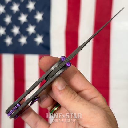 Hypercut MFG Bikkhu, CPM-S45VN Flipper, Teal Anodized Titanium, Chevron Milling, Purple Hardware, Serial 0236 - Made in USA (HC-BIKKHU-0236)