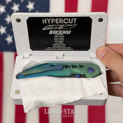 Hypercut MFG Bikkhu, CPM-S45VN Flipper, Green Anodized Titanium, Blue to Green Gradient Tab, Serial 0238 - Made in USA (HC-BIKKHU-0238)