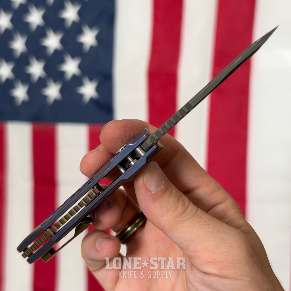 Hypercut MFG Dharma Automatic Serial 0233 - 3.2" S45VN Tanto, Purple Anodized Titanium, Honeycomb, Bronze Hardware - Made in USA (HC-DHARMA-AUTO-0233)