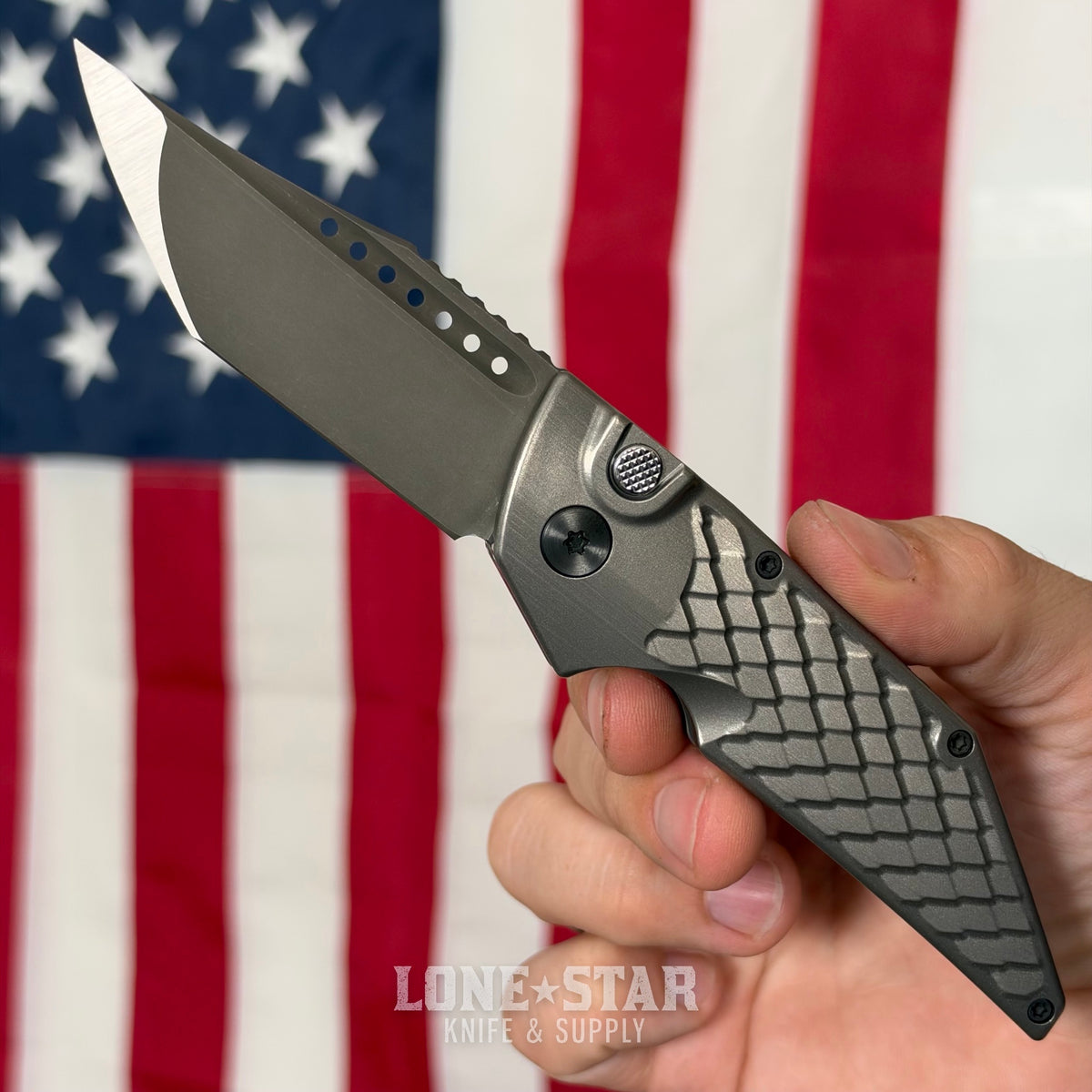 Hypercut MFG Dharma Automatic Serial 0287 - 3.2" S45VN Tanto, Natural Scale Milled Titanium, Zirconium Pivot - Made in USA (HC-DHARMA-AUTO-0287)