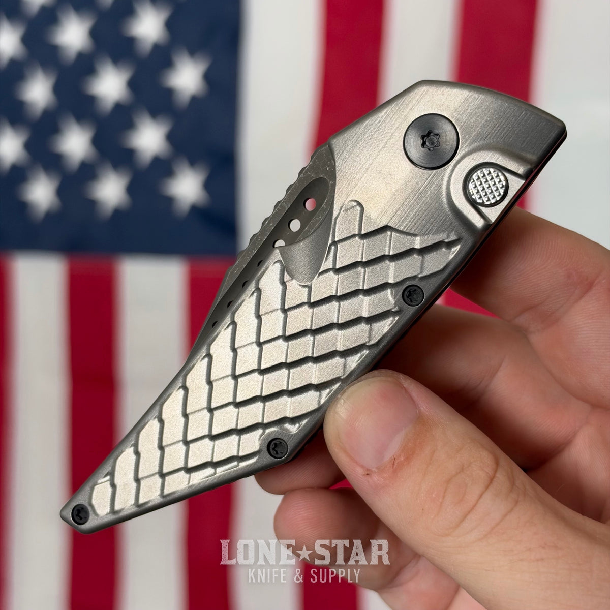 Hypercut MFG Dharma Automatic Serial 0287 - 3.2" S45VN Tanto, Natural Scale Milled Titanium, Zirconium Pivot - Made in USA (HC-DHARMA-AUTO-0287)