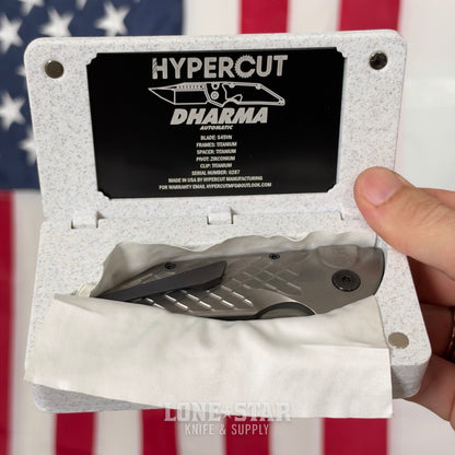 Hypercut MFG Dharma Automatic Serial 0287 - 3.2" S45VN Tanto, Natural Scale Milled Titanium, Zirconium Pivot - Made in USA (HC-DHARMA-AUTO-0287)